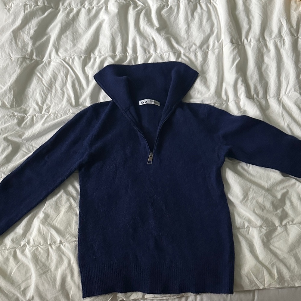 Zara Navy Blue Cowl Neck Sweater